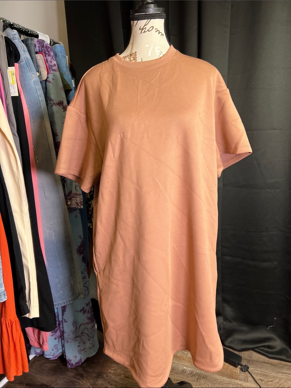 Women's Midi T-Shirt Dress in Dusty Rose